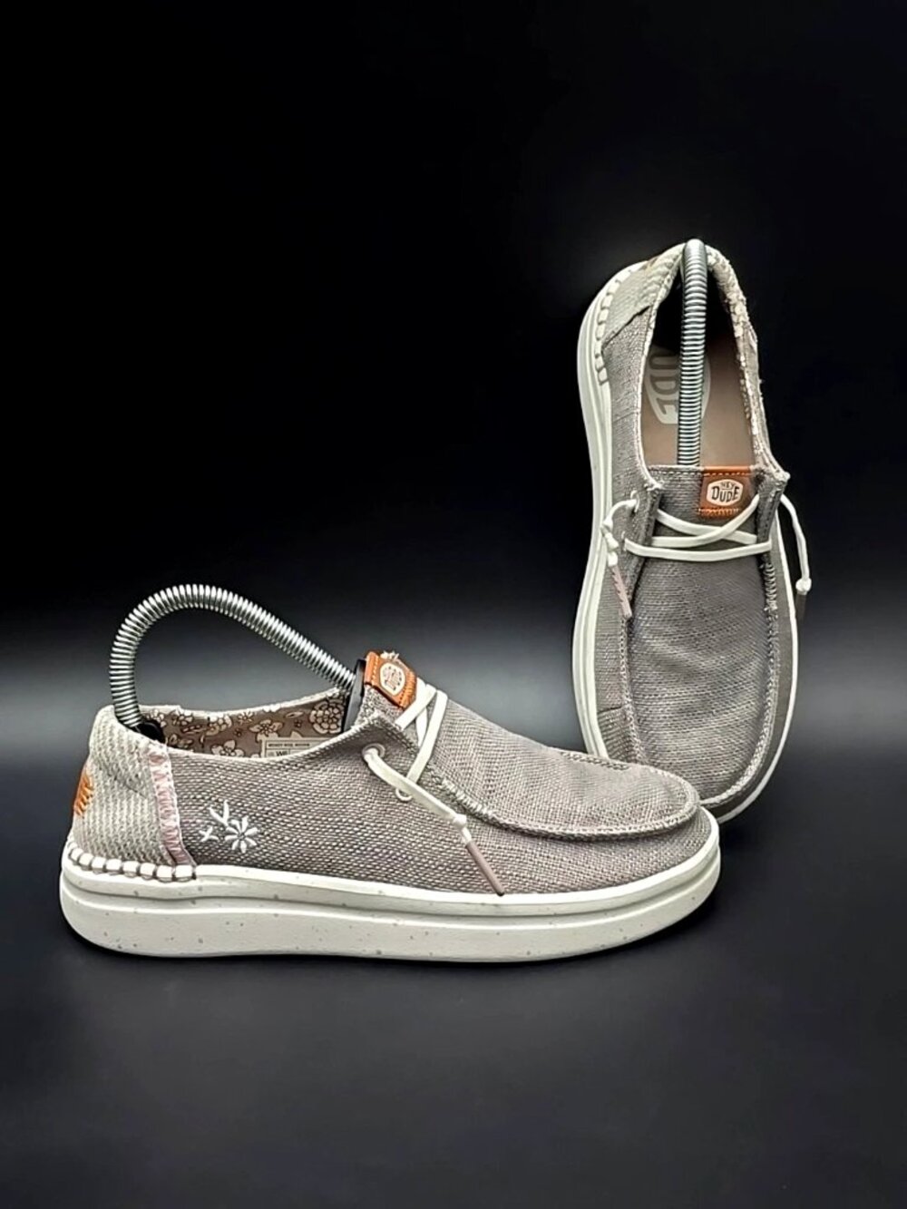 Hey Dude Wendy Rise Grey Casual Comfort Platform Moc Sneakers Shoes Women's 6